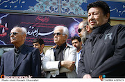 حسین عرفانیان، ابوالحسن تهامی‌ نژاد در مراسم تشییع پیکر مرحوم بهرام زند