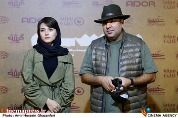 علی اوجی و فاطمه مسعودی فر در مراسم اکران خصوصی فیلم سینمایی «پوست»