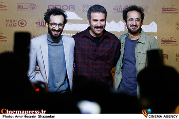 بهمن و بهرام ارک و هوتن شکیبا در مراسم اکران خصوصی فیلم سینمایی «پوست»