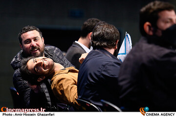 محسن کیایی و تورج الوند در نشست خبری فیلم سینمایی «نگهبان شب»