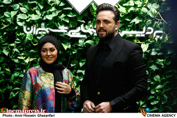 پدرام کریمی و همسرش یاسمن شاه حسینی در مراسم اکران خصوصی فیلم سینمایی«عنکبوت»