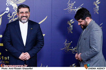 حضور محمدمهدی اسماعیلی وزیر فرهنگ و ارشاد اسلامی و مجتبی امینی در چهل و یکمین جشنواره فیلم فجر