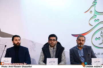 اتابک نادری، فرزاد حسنی و آرمان جوکار در نشست خبری فیلم سینمایی هایپاور