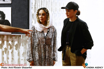 مهتاب ثروتی و ساقی حاجی پور در مراسم اکران فیلم سینمایی شهرک