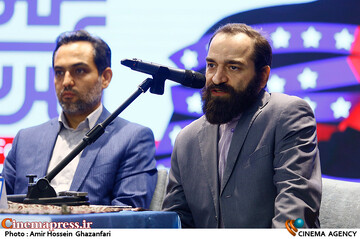 حامد فخری زاده فرزند شهید محسن فخری زاده در نشست خبری ششمین جشنواره بینالمللی افشای حقوق بشر آمریکایی